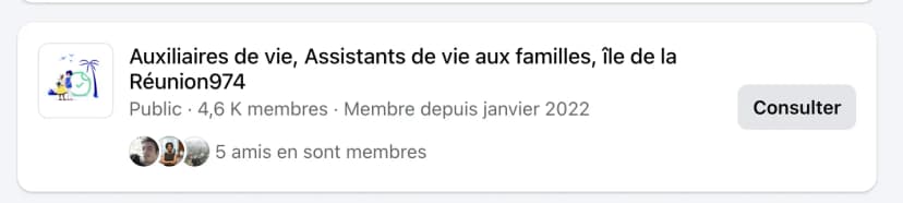 Groupe Facebook Auxiliaires de vie La Réunion 974