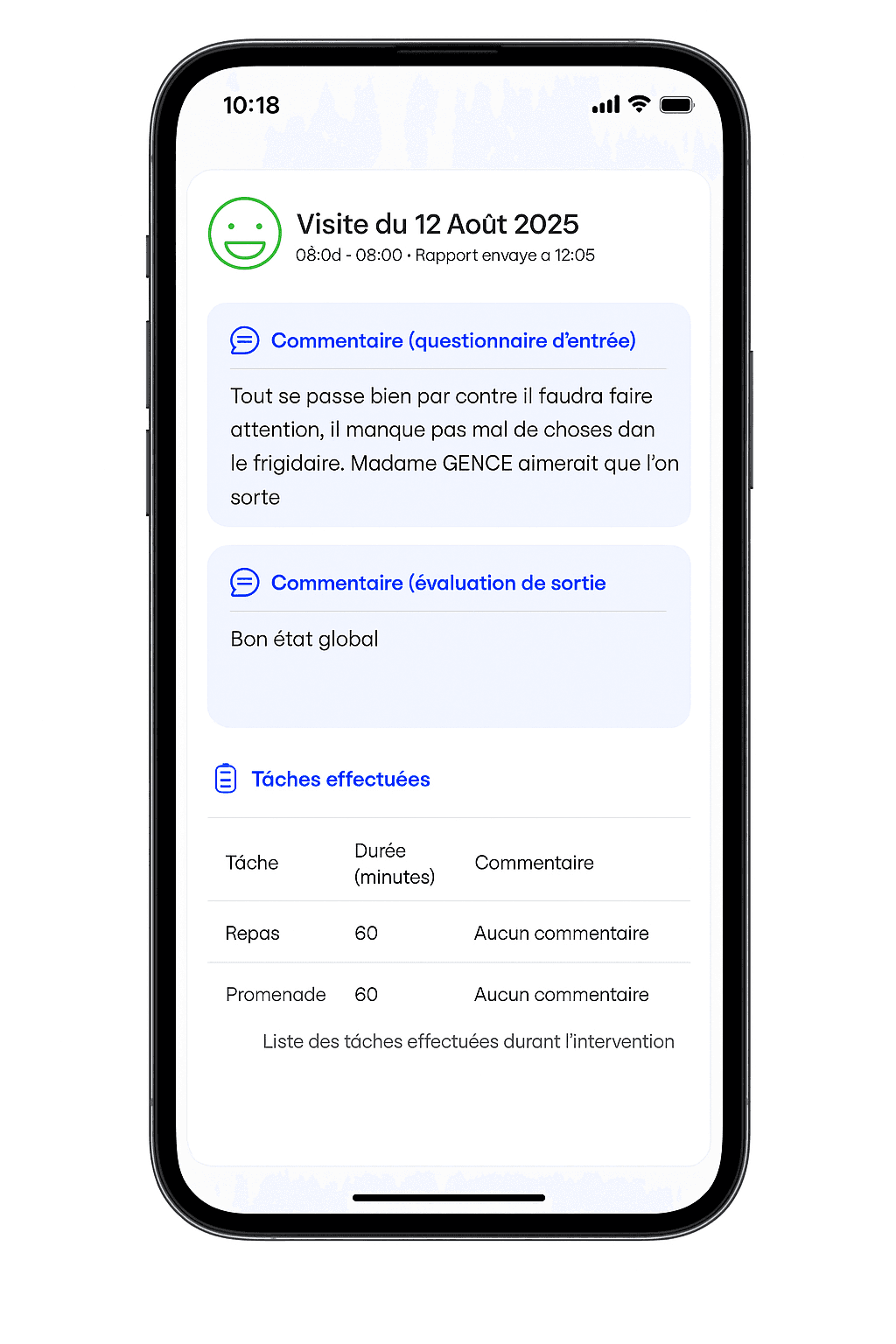 Capture d'écran de l'application Sappy sur smartphone